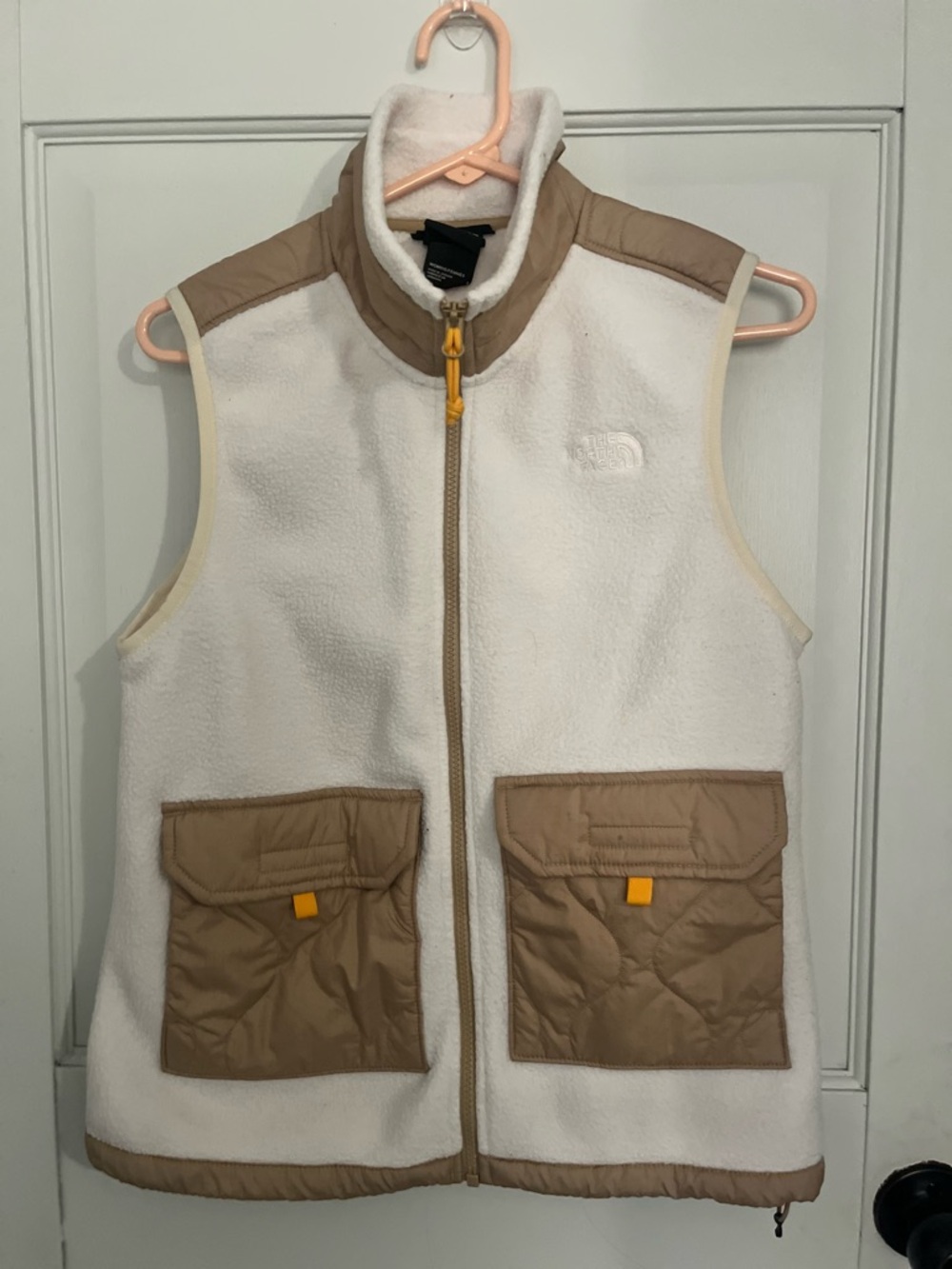 North Face TNF vest Fleece Beige Tan Cream  womens size S